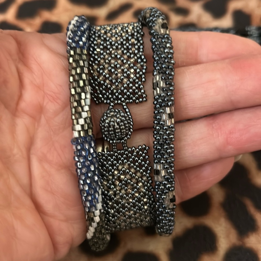 Gunmetal and Midnight Blue Handcrafted Bracelet Set